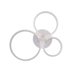 LED Deckenleuchte, stahlfarben, 3 Lichtringe, modern, rund, design