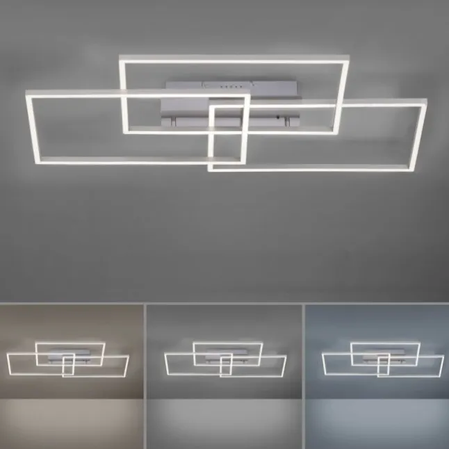 LED Deckenleuchte, stahlfarben, modernes Design, CCT-Steuerung, Flur