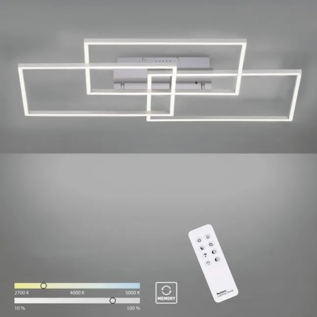 LED Deckenleuchte, stahlfarben, modernes Design, CCT-Steuerung, Flur