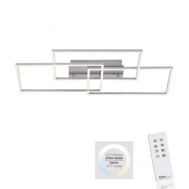 LED Deckenleuchte, stahlfarben, modernes Design, CCT-Steuerung, Flur