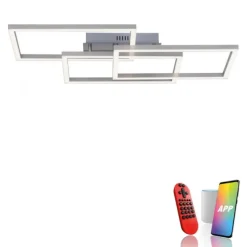 LED Deckenleuchte, stahlfarben, quadratisch, Smar Home fähig