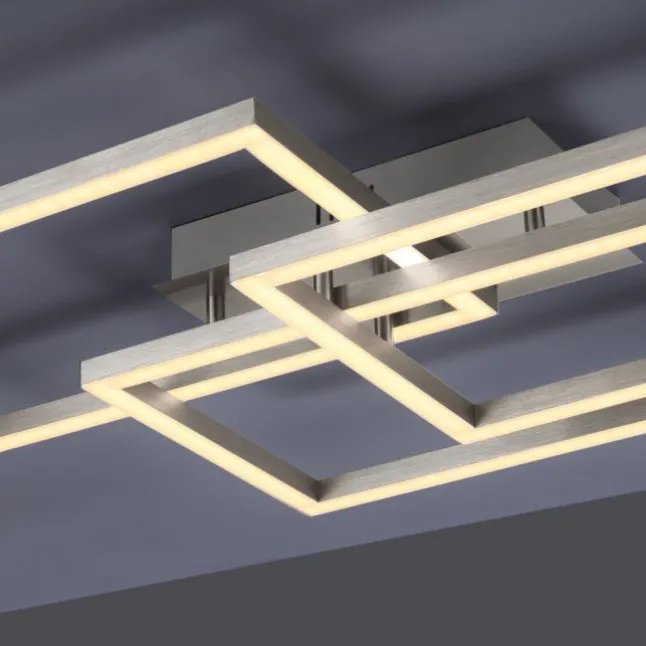 LED Deckenleuchte, stahlfarben, quadratisch, Smar Home fähig