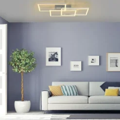 LED Deckenleuchte, stahlfarben, quadratisch, Smar Home fähig