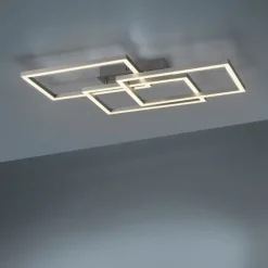LED Deckenleuchte, stahlfarben, quadratisch, Smar Home fähig