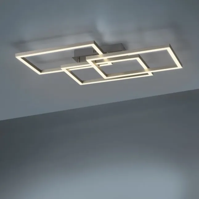 LED Deckenleuchte, stahlfarben, quadratisch, Smar Home fähig
