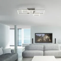 LED Deckenleuchte, stahlfarben, modern, warmweiß, Design