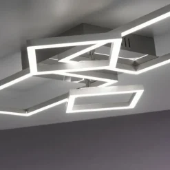 LED Deckenleuchte, stahlfarben, modern, warmweiß, Design