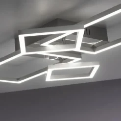 LED Deckenleuchte, stahlfarben, modern, warmweiß, Design