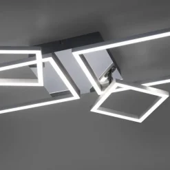 LED Deckenleuchte, stahlfarben, modern, warmweiß, Design