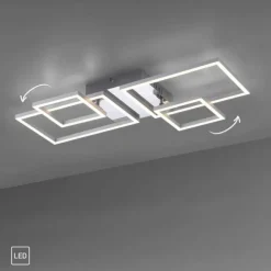 LED Deckenleuchte, stahlfarben, modern, warmweiß, Design