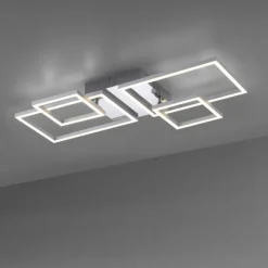 LED Deckenleuchte, stahlfarben, modern, warmweiß, Design