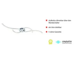 LED Deckenleuchte, stahlfarben, linear, inkl. Dimmfunktion, energiesparend