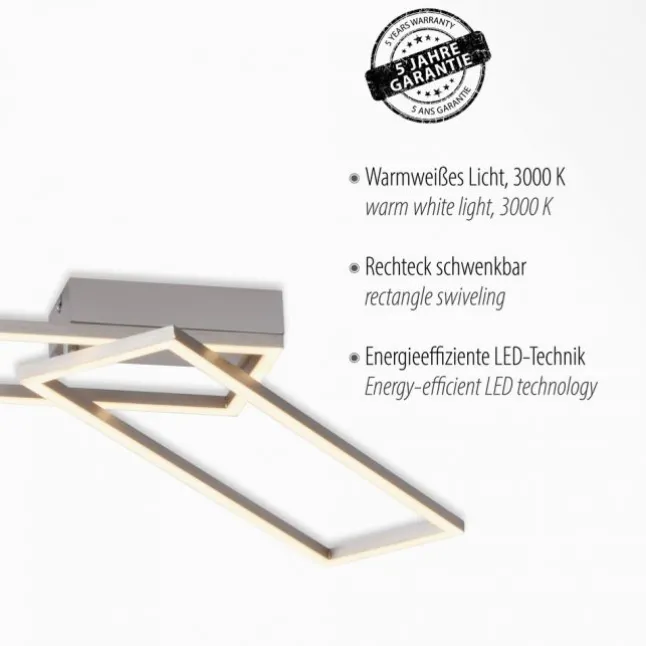 LED Deckenleuchte, stahlfarben, dimmbar, drehbar, warmweiß