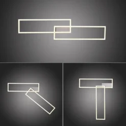 LED Deckenleuchte, stahlfarben, dimmbar, drehbar, warmweiß