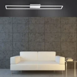 LED-Deckenleuchte, stahlfarben, 10x110cm, dimmbar, modern, warmweiß