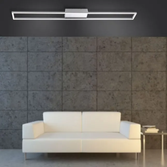 LED-Deckenleuchte, stahlfarben, 10x110cm, dimmbar, modern, warmweiß