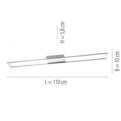 LED-Deckenleuchte, stahlfarben, 10x110cm, dimmbar, modern, warmweiß