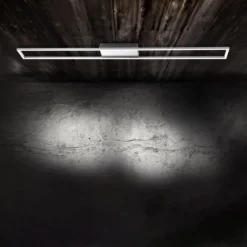 LED-Deckenleuchte, stahlfarben, 10x110cm, dimmbar, modern, warmweiß