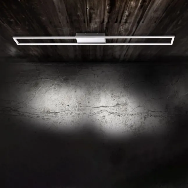 LED-Deckenleuchte, stahlfarben, 10x110cm, dimmbar, modern, warmweiß