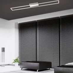 LED-Deckenleuchte, stahlfarben, 10x110cm, dimmbar, modern, warmweiß