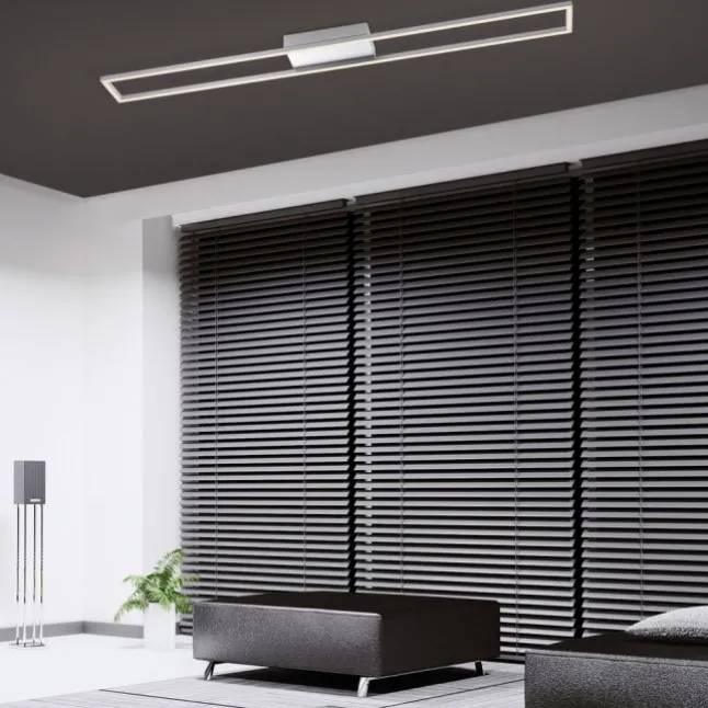 LED-Deckenleuchte, stahlfarben, 10x110cm, dimmbar, modern, warmweiß