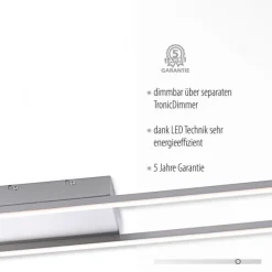 LED-Deckenleuchte, stahlfarben, 10x110cm, dimmbar, modern, warmweiß