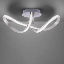 LED Deckenleuchte, stahlfarben, geschwungenes Design, inkl. Dimmfunktion