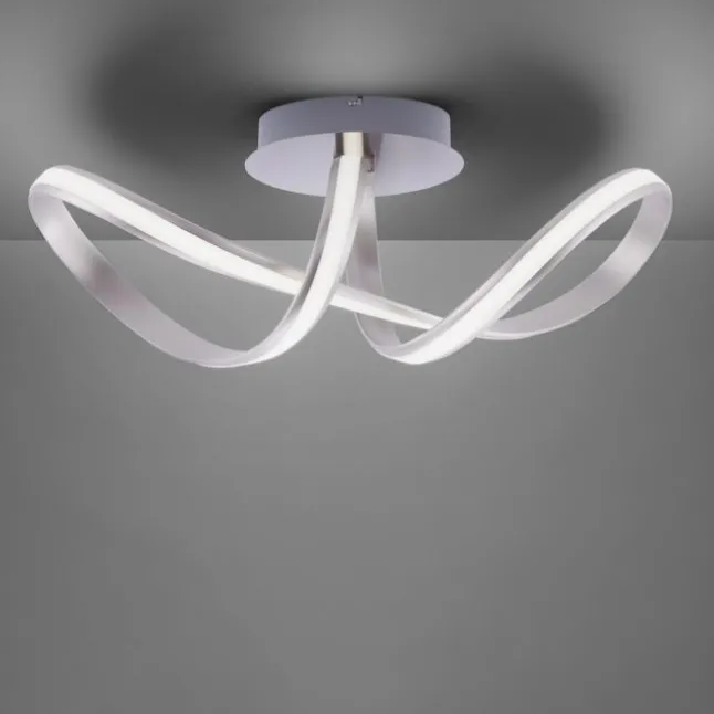 LED Deckenleuchte, stahlfarben, geschwungenes Design, inkl. Dimmfunktion
