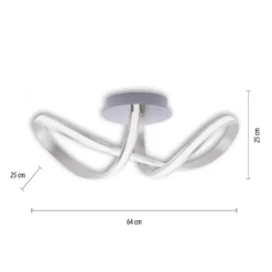 LED Deckenleuchte, stahlfarben, geschwungenes Design, inkl. Dimmfunktion