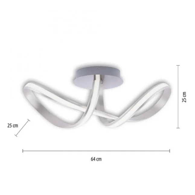 LED Deckenleuchte, stahlfarben, geschwungenes Design, inkl. Dimmfunktion