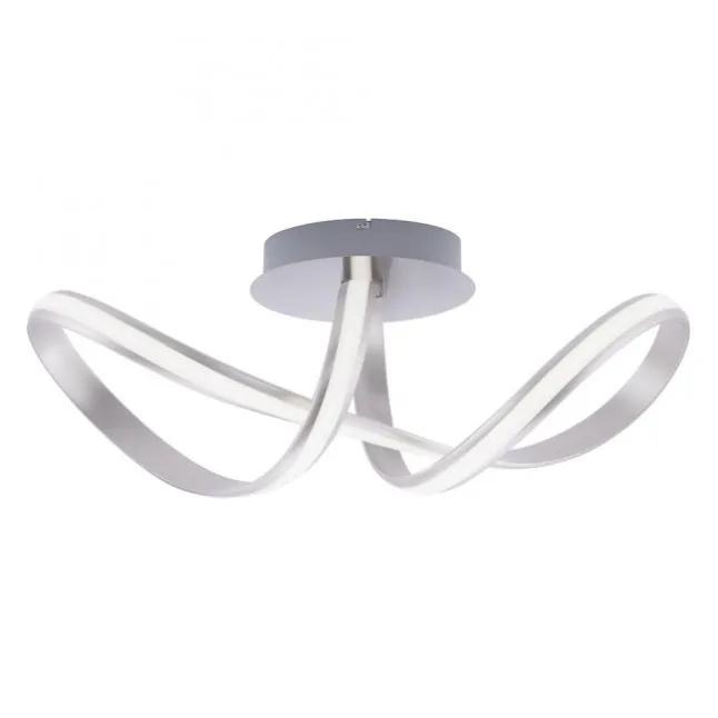 LED Deckenleuchte, stahlfarben, geschwungenes Design, inkl. Dimmfunktion
