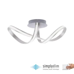 LED Deckenleuchte, stahlfarben, geschwungenes Design, inkl. Dimmfunktion