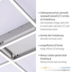 LED-Deckenleuchte, stahlfarben, CCT Steuerung , dimmbar, modern