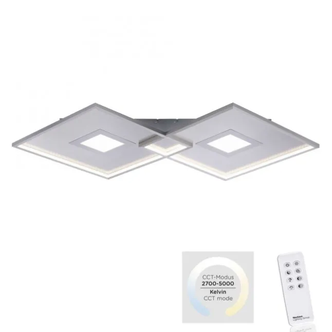 LED Deckenleuchte, stahlfarben, modernes Design, dimmbar, Fernbedienung