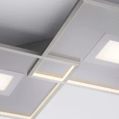 LED Deckenleuchte, stahlfarben, modernes Design, dimmbar, Fernbedienung