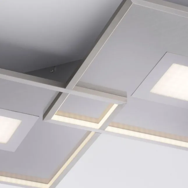 LED Deckenleuchte, stahlfarben, modernes Design, dimmbar, Fernbedienung