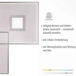 LED Deckenleuchte, stahlfarben, modernes Design, dimmbar, Fernbedienung