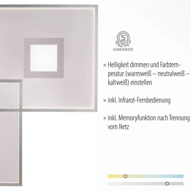 LED Deckenleuchte, stahlfarben, modernes Design, dimmbar, Fernbedienung