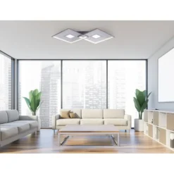 LED Deckenleuchte, stahlfarben, modernes Design, dimmbar, Fernbedienung