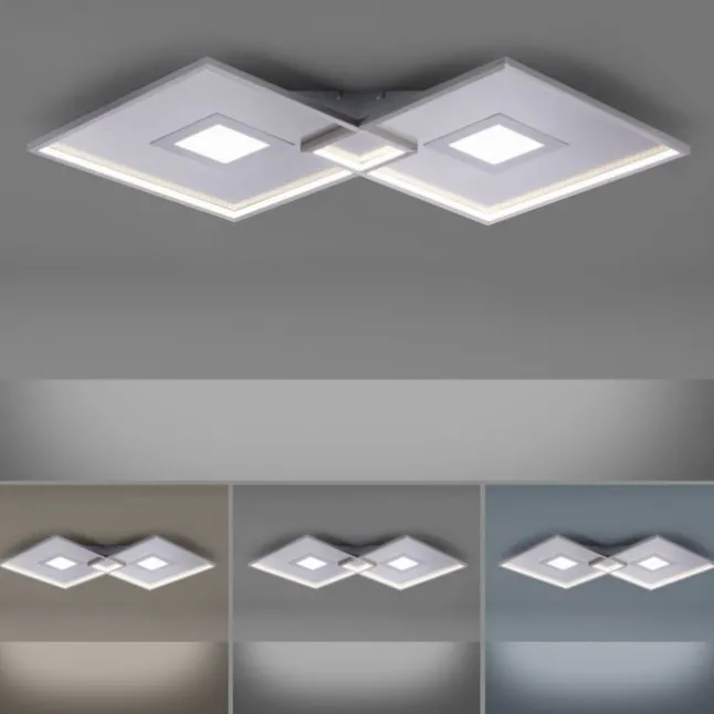 LED Deckenleuchte, stahlfarben, modernes Design, dimmbar, Fernbedienung