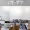 LED-Deckenleuchte, stahlfarben, warmweiße Lichtfarbe, 4 flammig, modern