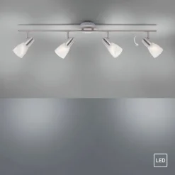 LED-Deckenleuchte, stahlfarben, warmweiße Lichtfarbe, 4 flammig, modern