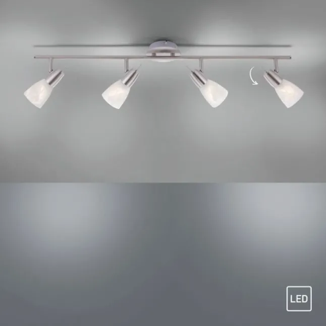 LED-Deckenleuchte, stahlfarben, warmweiße Lichtfarbe, 4 flammig, modern