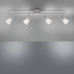 LED-Deckenleuchte, stahlfarben, warmweiße Lichtfarbe, 4 flammig, modern
