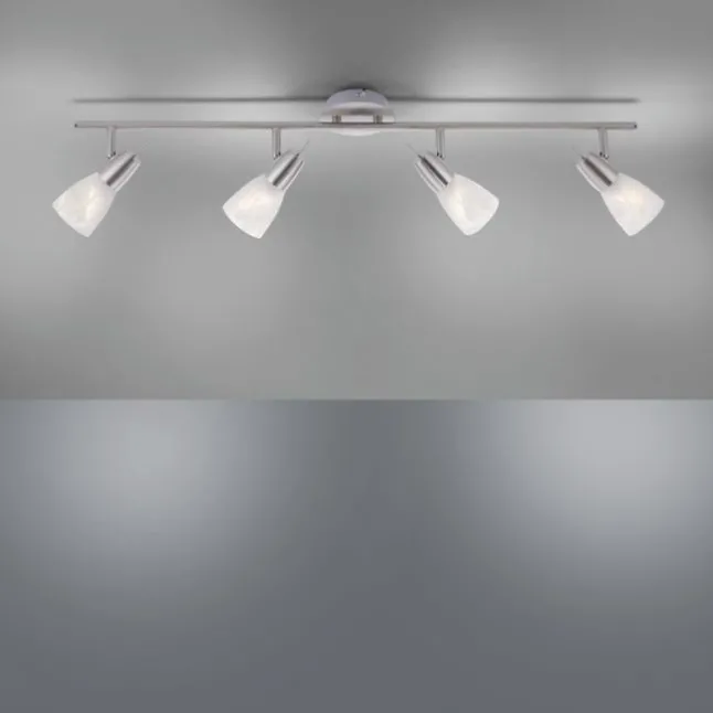 LED-Deckenleuchte, stahlfarben, warmweiße Lichtfarbe, 4 flammig, modern