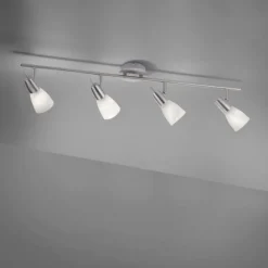 LED-Deckenleuchte, stahlfarben, warmweiße Lichtfarbe, 4 flammig, modern