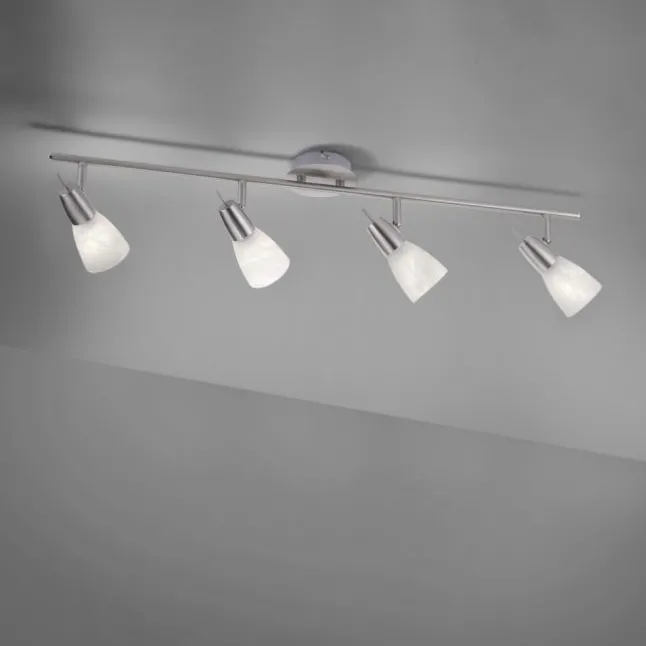 LED-Deckenleuchte, stahlfarben, warmweiße Lichtfarbe, 4 flammig, modern