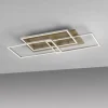 LED-Deckenleuchte, stahlfarben, Holzdekor, 72x40cm, CCT