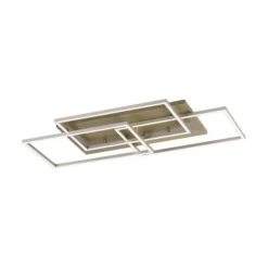 LED-Deckenleuchte, stahlfarben, Holzdekor, 72x40cm, CCT