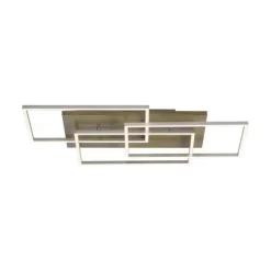 LED-Deckenleuchte, stahlfarben, Holzdekor, 72x40cm, CCT